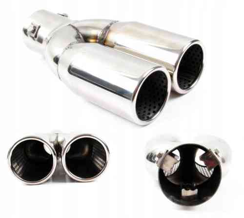 KOŃCÓWKA WYDECHU TŁUMIKA NAKŁADKA INOX DWURURKA