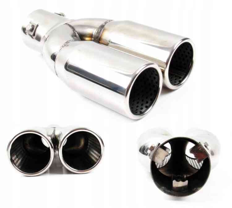 KOŃCÓWKA WYDECHU TŁUMIKA NAKŁADKA INOX DWURURKA