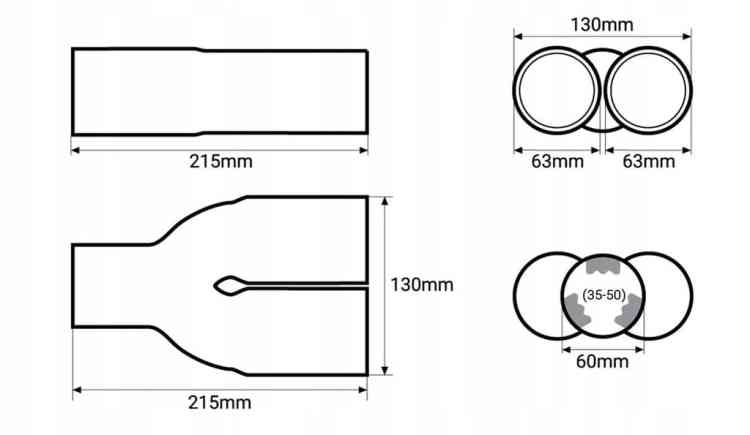 KOŃCÓWKA WYDECHU TŁUMIKA NAKŁADKA INOX DWURURKA