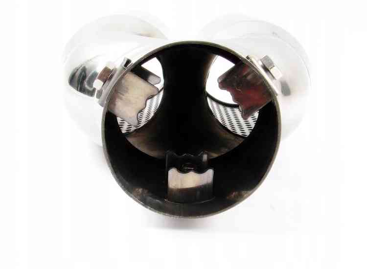 KOŃCÓWKA WYDECHU TŁUMIKA NAKŁADKA INOX DWURURKA