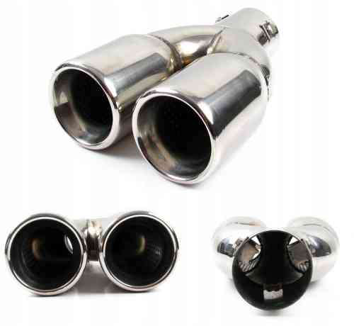 KOŃCÓWKA WYDECHU TŁUMIKA NAKŁADKA DWURURKA 74mm