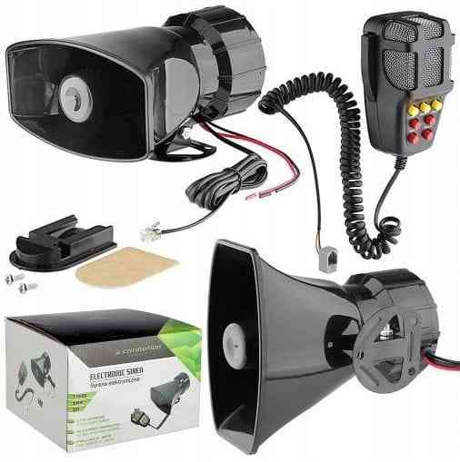 SYRENA ELEKTRONICZNA Z MEGAFONEM 7-TONOWA 12V 100W POLICYJNA STRAŻ KLAKSON