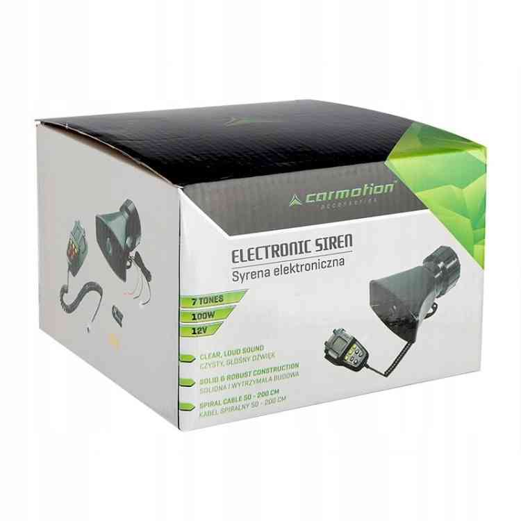 SYRENA ELEKTRONICZNA Z MEGAFONEM 7-TONOWA 12V 100W POLICYJNA STRAŻ KLAKSON