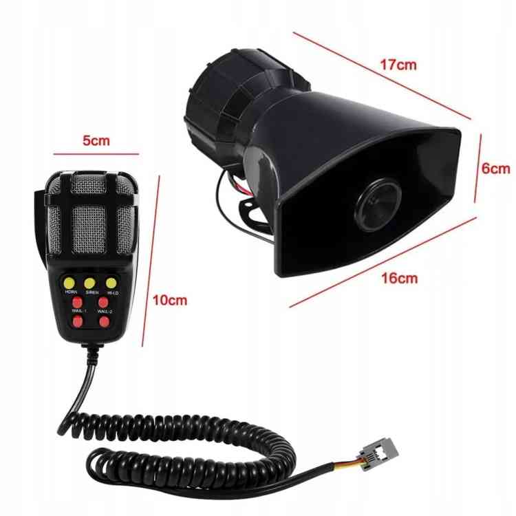 SYRENA ELEKTRONICZNA Z MEGAFONEM 7-TONOWA 12V 100W POLICYJNA STRAŻ KLAKSON