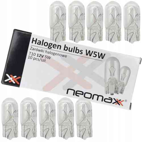 ŻARÓWKI HALOGENOWE W5W T10 5W W2.1x9.5d 12V 10szt