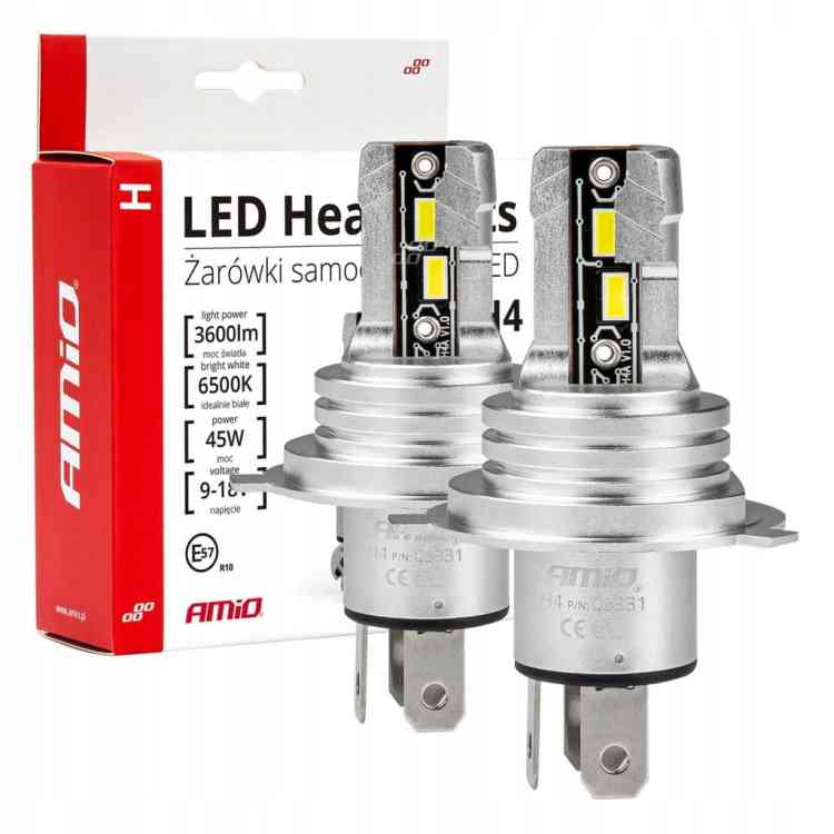 ŻARÓWKI LED H4 WIĘCEJ ŚWIATŁA ŚNIEŻNA BIEL KOMPLET