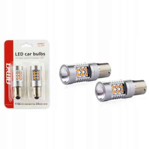 ŻARÓWKI LED PY21W x2 BAU15s CANBUS POMARAŃCZOWE KIERUNKI 12V 24V KPL 2szt