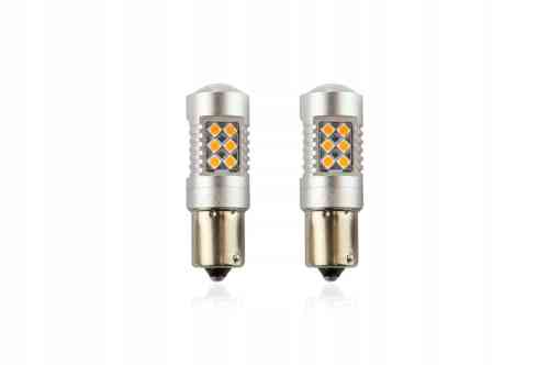 ŻARÓWKI LED PY21W x2 BAU15s CANBUS POMARAŃCZOWE KIERUNKI 12V 24V KPL 2szt