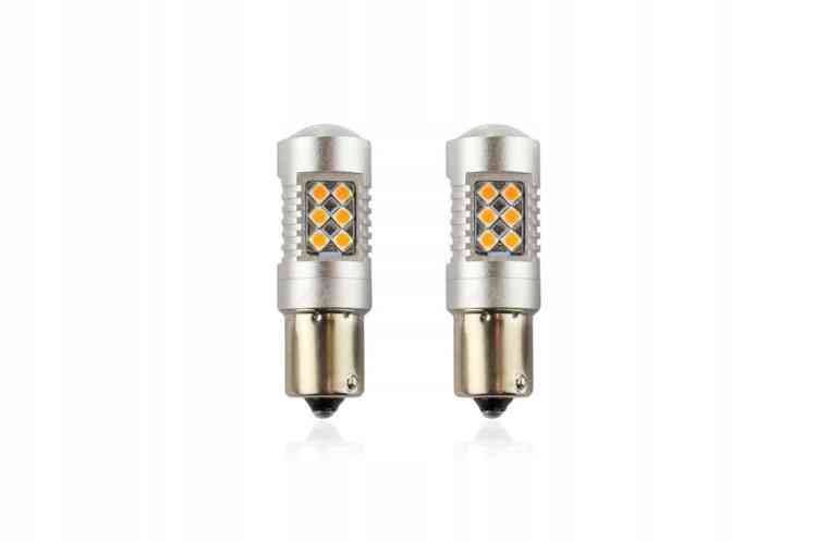 ŻARÓWKI LED PY21W x2 BAU15s CANBUS POMARAŃCZOWE KIERUNKI 12V 24V KPL 2szt