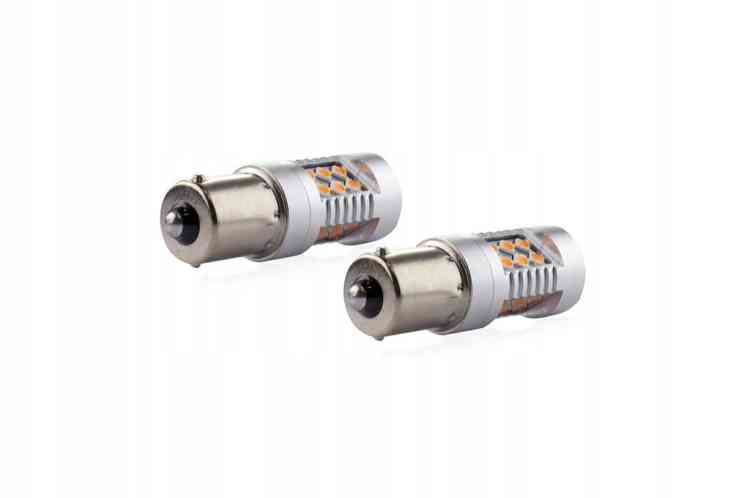 ŻARÓWKI LED PY21W x2 BAU15s CANBUS POMARAŃCZOWE KIERUNKI 12V 24V KPL 2szt