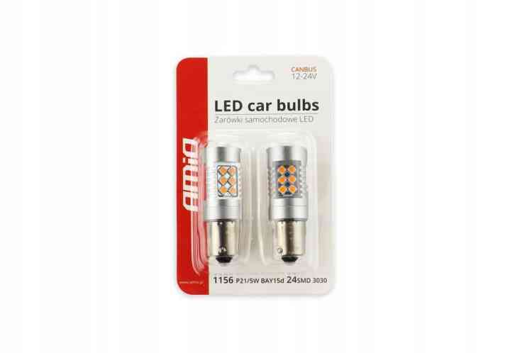 ŻARÓWKI LED PY21W x2 BAU15s CANBUS POMARAŃCZOWE KIERUNKI 12V 24V KPL 2szt