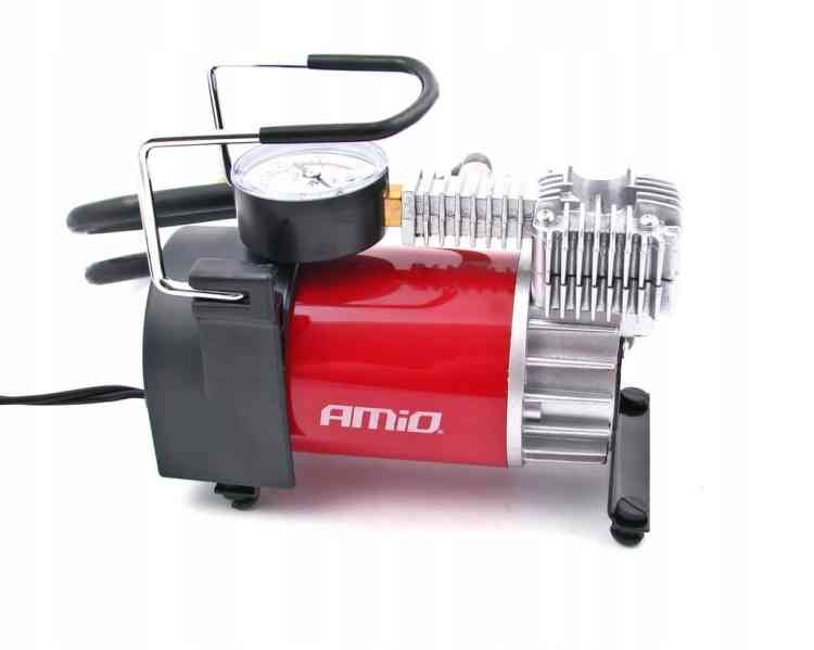SOLIDNY METALOWY KOMPRESOR Z MANOMETREM 10BAR 12V