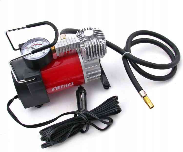 SOLIDNY METALOWY KOMPRESOR Z MANOMETREM 10BAR 12V