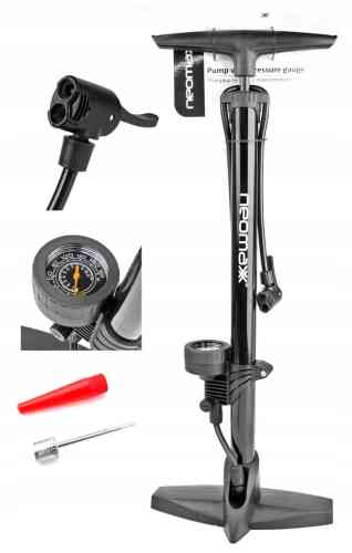 STACJONARNA POMPKA ROWEROWA METALOWA Z MANOMETREM RĘCZNA DO PIŁEK NEOMAX