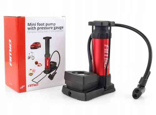 ROWEROWA POMPKA NOŻNA METALOWA Z MANOMETREM MINI