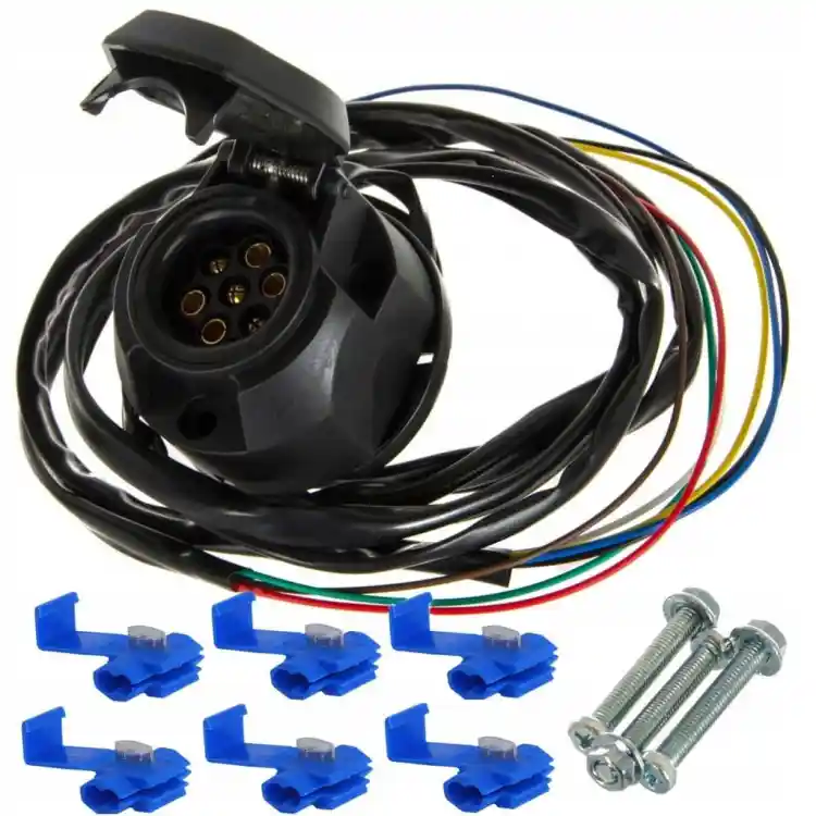 WIĄZKA ELEKTRYCZNA HAKA HOLOWNICZEGO GNIAZDO 7PIN + PRZEWÓD 1,5M UNIWERSAL