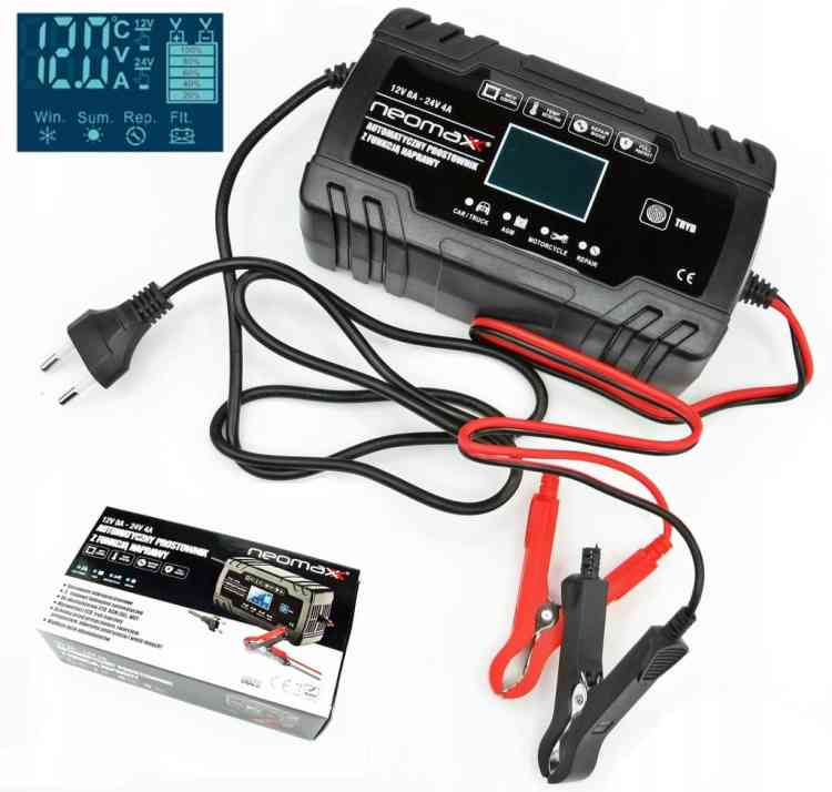 AUTOMATYCZNY PROSTOWNIK SAMOCHODOWY Z FUNKCJĄ NAPRAWY AKUMULATORÓW 12V 24V