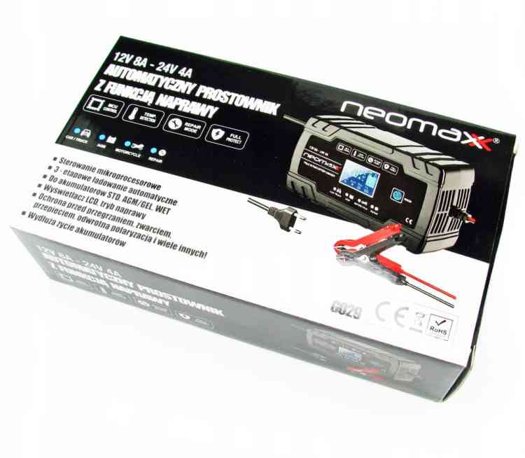 AUTOMATYCZNY PROSTOWNIK SAMOCHODOWY Z FUNKCJĄ NAPRAWY AKUMULATORÓW 12V 24V