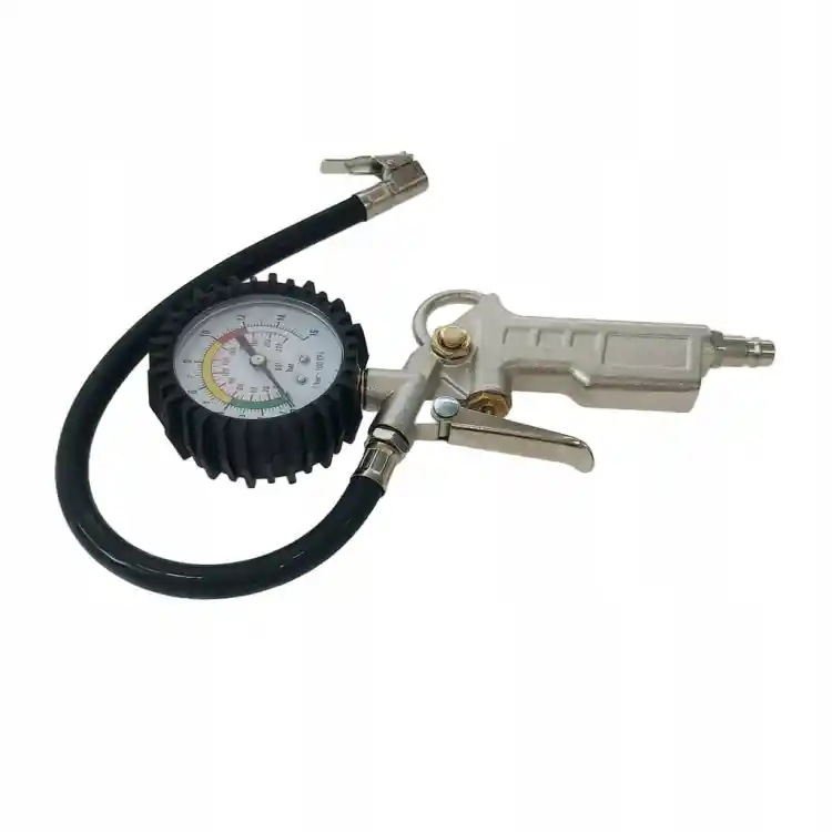 PISTOLET DO POMPOWANIA KÓŁ PNEUMATYCZNY 1/4" Z MANOMETREM 0-16BAR NIKIEL