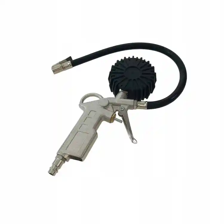 PISTOLET DO POMPOWANIA KÓŁ PNEUMATYCZNY 1/4" Z MANOMETREM 0-16BAR NIKIEL