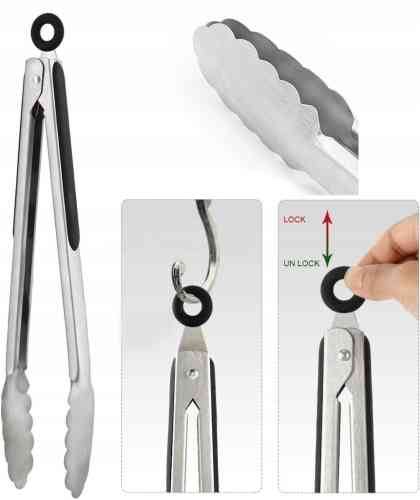 SZCZYPCE DO GRILLA RUSZTU KUCHENNE STALOWE 34CM