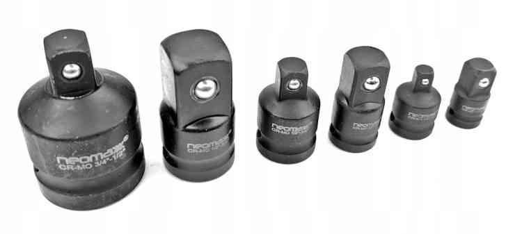 ADAPTER REDUKCJE UDAROWE KLUCZ 1/2 3/4 3/8 1/2 1/4 ADAPTERY KPL 6SZT CR-MO