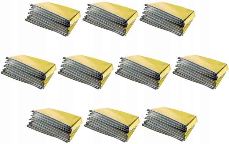 10x KOC TERMICZNY 160x210cm SREBRNO ZŁOTY RATUNKOWY FOLIA ŻYCIA 10sztuk