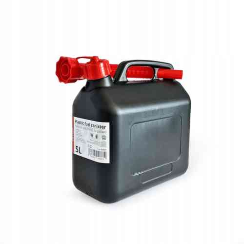 KANISTER NA PALIWO OLEJ ROPĘ PLASTIKOWY 5L CZARNY ATEST Z LEJKIEM PLASTIK