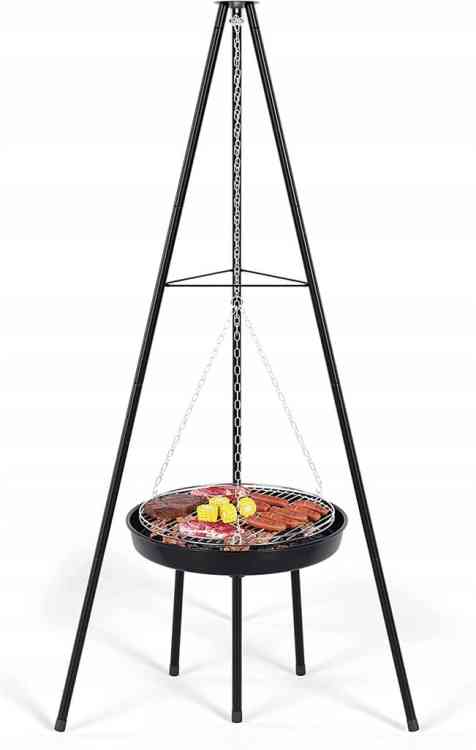 GRILL OGRODOWY WISZĄCY TRÓJNÓG PALENISKO WĘGLOWY 2w1 NEOMAX