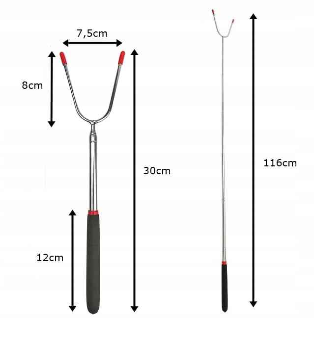 KIJ KIJKI WIDEŁKI NA GRILLA NA OGNISKO DO KIEŁBASY 116cm KIJEK TELESKOPOWY