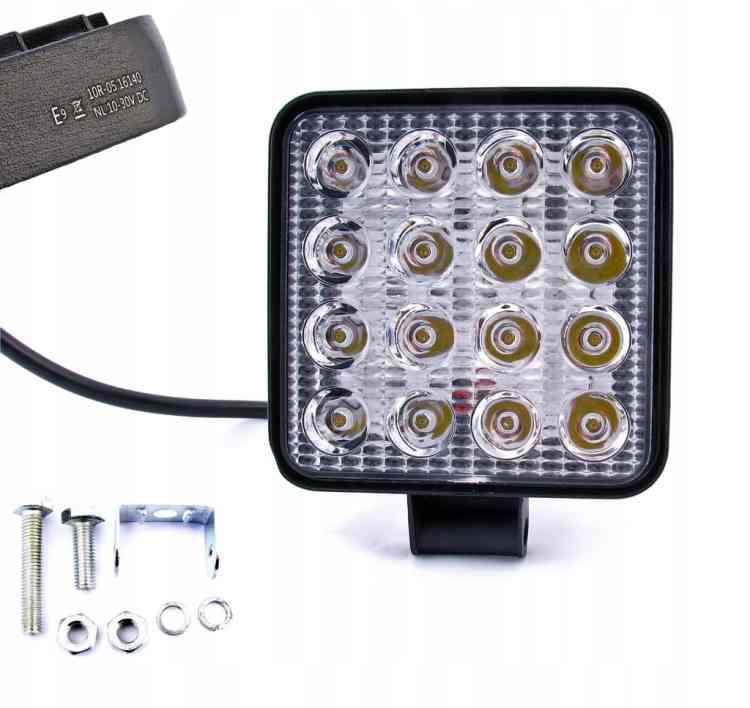 LAMPA ROBOCZA 16 LED HALOGEN 48W 12V 24V HOM. E50 OBUDOWA ALUMINIOWA