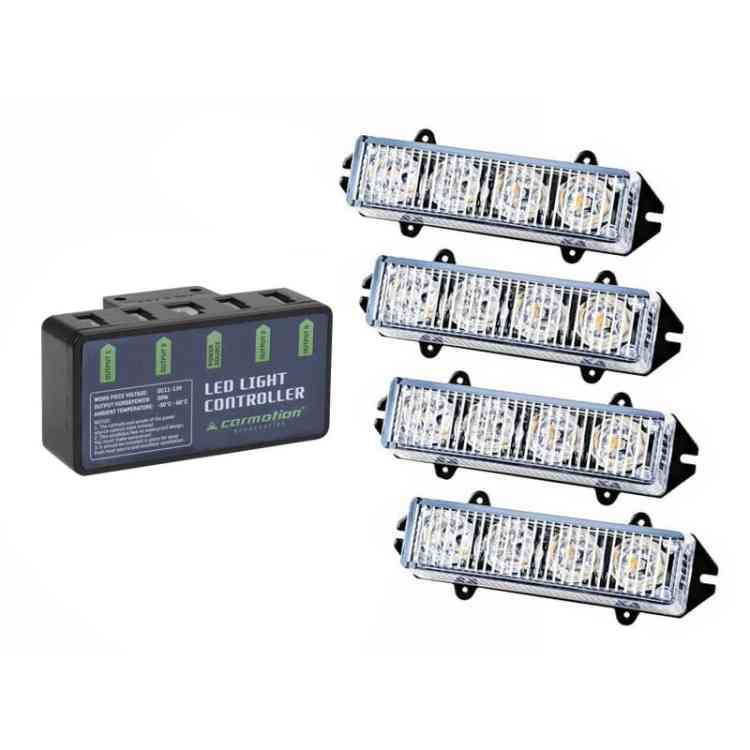 4x STROBOSKOPOWA LAMPA LED POMARAŃCZOWA POMOC LAWETA 12-24V KOGUT Z PILOTEM