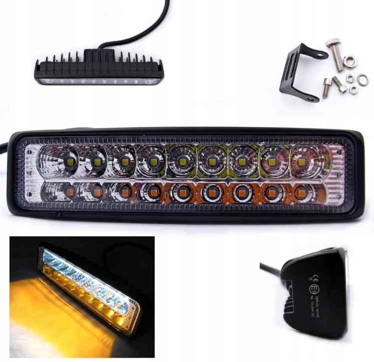 PANEL LED LAMPA ROBOCZA 54W 12V 24V 2w1 STROBOSKOP 15CM NEOMAX