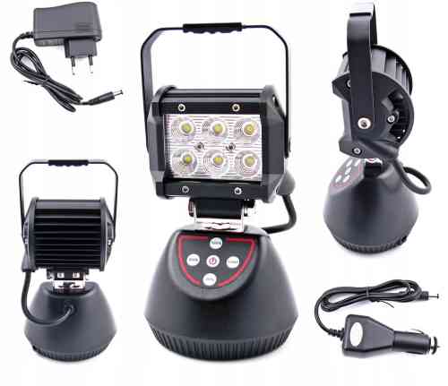 PRZENOŚNA LAMPA 6 LED HALOGEN ROBOCZY 18W AKU Li