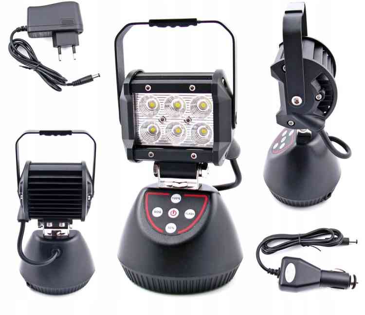 PRZENOŚNA LAMPA 6 LED HALOGEN ROBOCZY 18W AKU Li