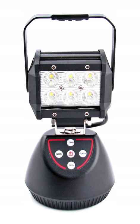 PRZENOŚNA LAMPA 6 LED HALOGEN ROBOCZY 18W AKU Li