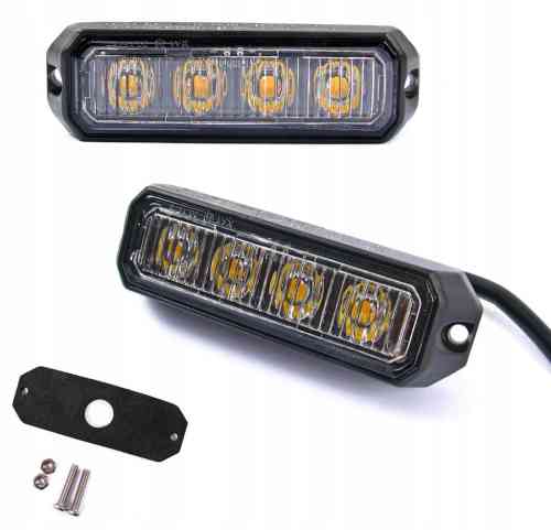 LAMPA 4 LED OSTRZEGAWCZA STROBOSKOP POMOC LAWETA