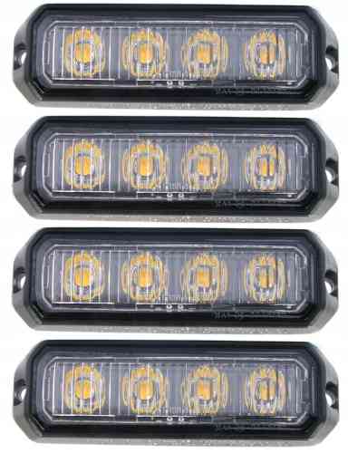 LAMPA 4 LED OSTRZEGAWCZA x4 STROBOSKOP POMOC LAWET