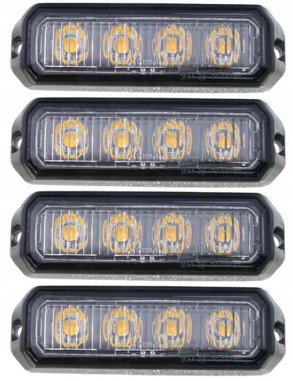 LAMPA 4 LED OSTRZEGAWCZA x4 STROBOSKOP POMOC LAWET