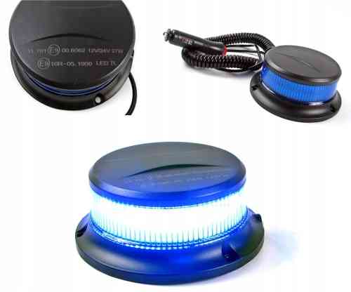 LAMPA OSTRZEGAWCZA KOGUT LED NIEBIESKI ALR 12V 24V MAGNES