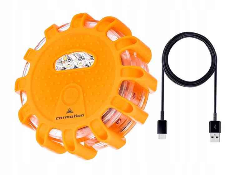 FLARA OSTRZEGAWCZA BŁYSKOWA 12+3LED KOGUT LAMPA AKUMULATOROWA USB-C