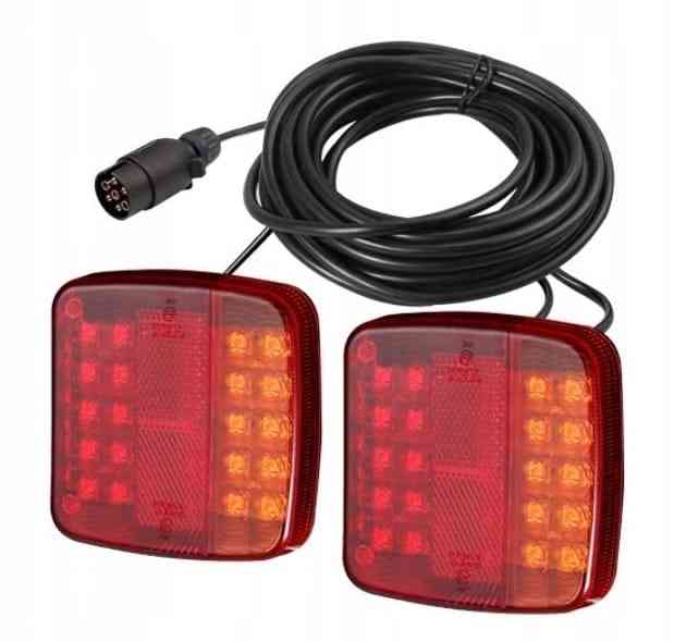 ZESTAW ŚWIATEŁ LAMP 26 LED DO PRZYCZEPKI PRZYCZEPY LAWETY NA ŚRUBY 7,5m