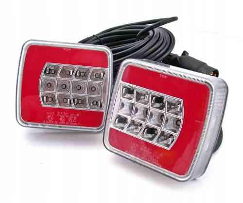 ZESTAW ŚWIATEŁ LAMP LED DO PRZYCZEPKI MAGNES 12/24