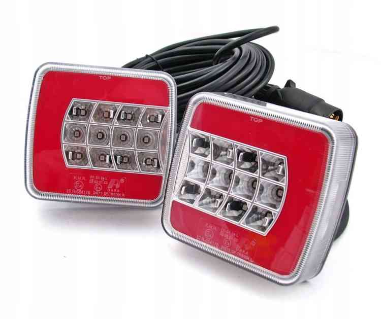 ZESTAW ŚWIATEŁ LAMP LED DO PRZYCZEPKI MAGNES 12/24