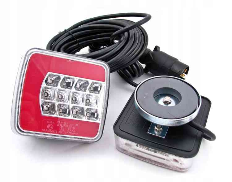 ZESTAW ŚWIATEŁ LAMP LED DO PRZYCZEPKI MAGNES 12/24