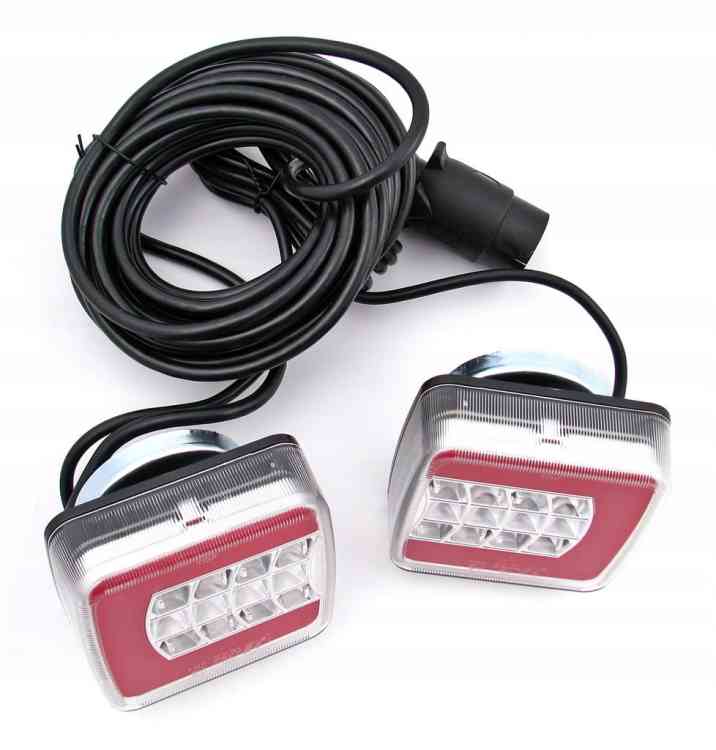 ZESTAW ŚWIATEŁ LAMP LED DO PRZYCZEPKI MAGNES 12/24