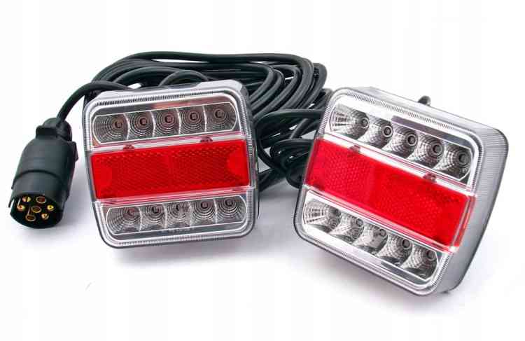 ZESTAW ŚWIATEŁ LAMP LED DO PRZYCZEPKI MAGNES 12/24