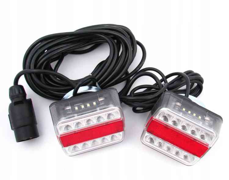 ZESTAW ŚWIATEŁ LAMP LED DO PRZYCZEPKI MAGNES 12/24