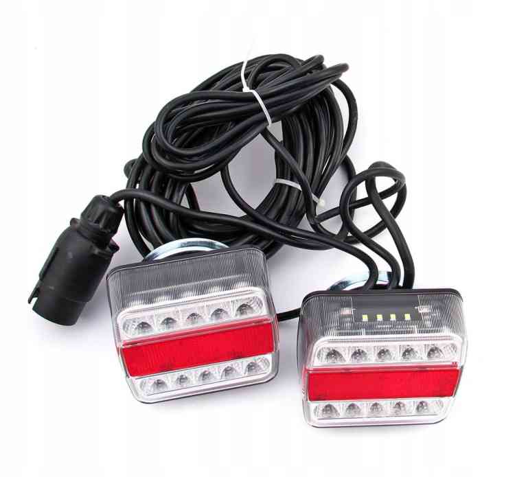 ZESTAW ŚWIATEŁ LAMP LED DO PRZYCZEPKI MAGNES 12/24