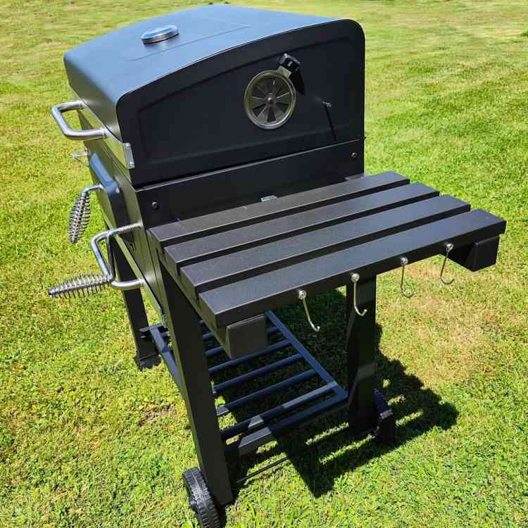 GRILL WĘGLOWY DUŻY OGRODOWY ŻELIWNY RUSZT Z POKRYWĄ TERMOMETR ŻELIWNYM